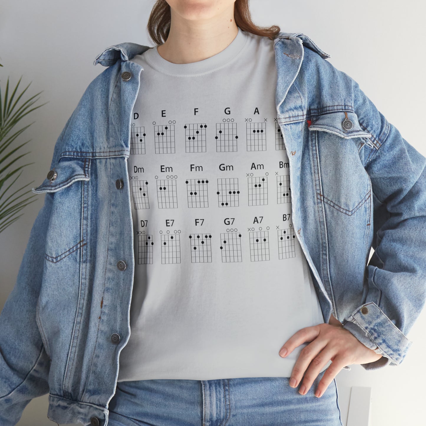 Guitar CHORDS Unisex Heavy Cotton Gildan 5000 Tee, many colors, with a