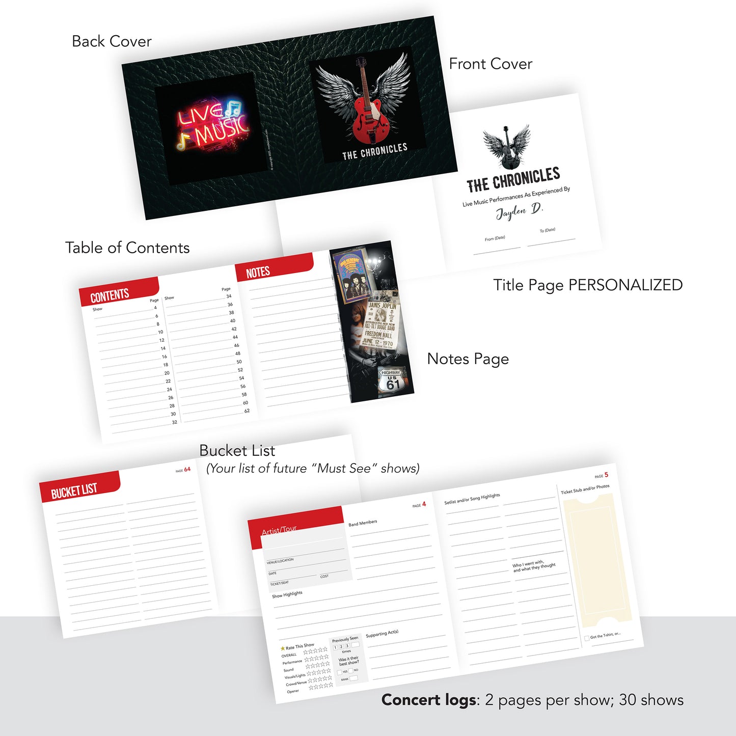 Personalized THE CHRONICLES Concert Journal: Pocket-Size Music Show Logbook