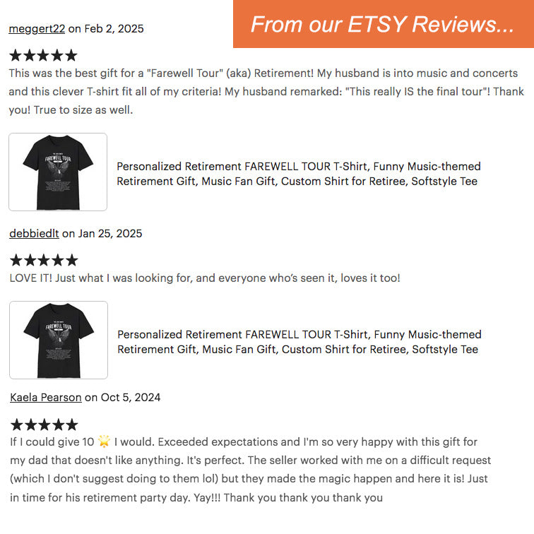 Personalized Retirement Farewell Tour T-shirt reviews