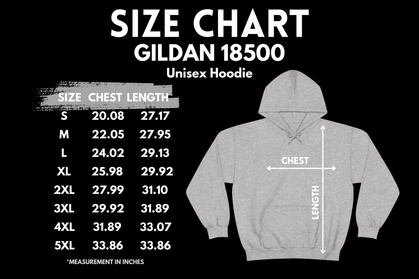 Bass Love Feel it in Your Heart Hoodie mock up size chart