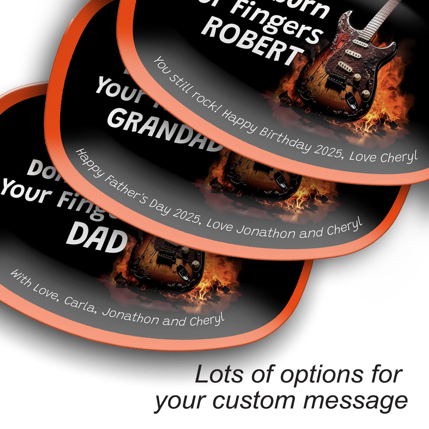 Personalized Grilling Platter, Dad Gift burning guitar comparing options
