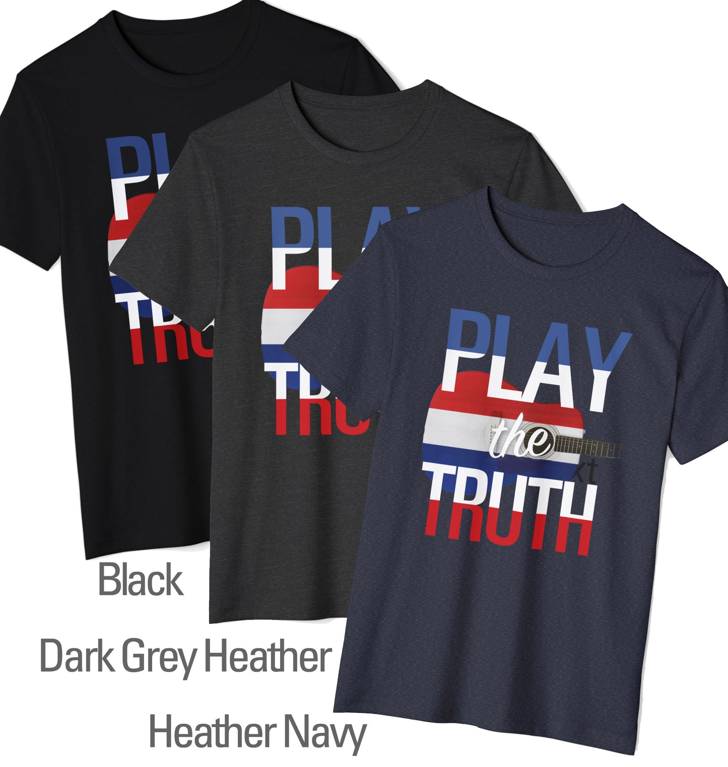PLAY the TRUTH Recycled Organic Bella+Canvas 3001 Guitar Country and