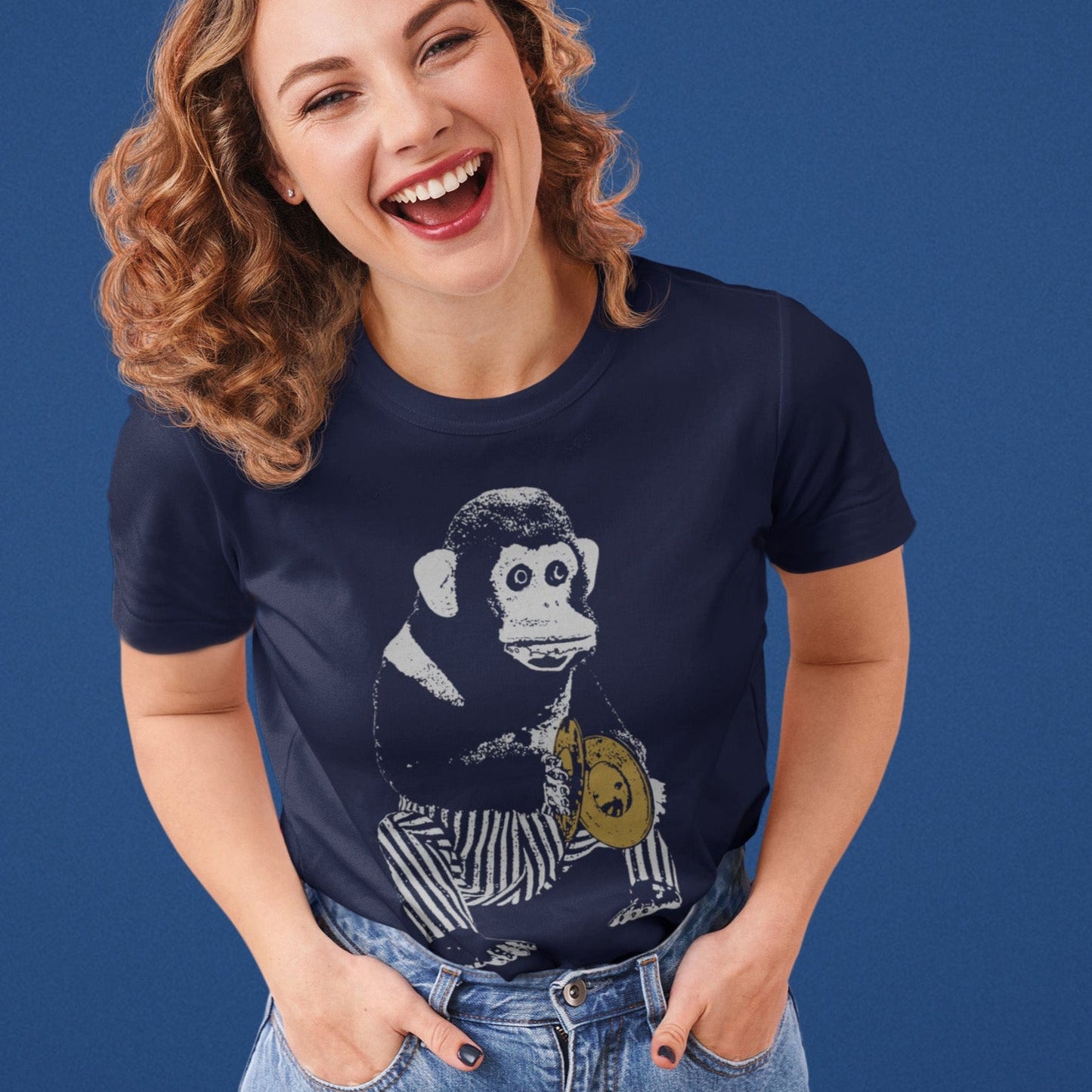 Vintage Toy Monkey T-Shirt mock up on model