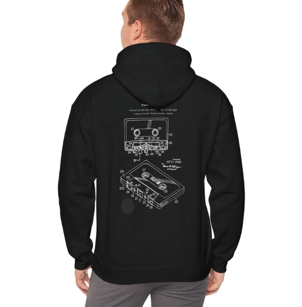 Music Cassette Tape Hoodie mock up on model