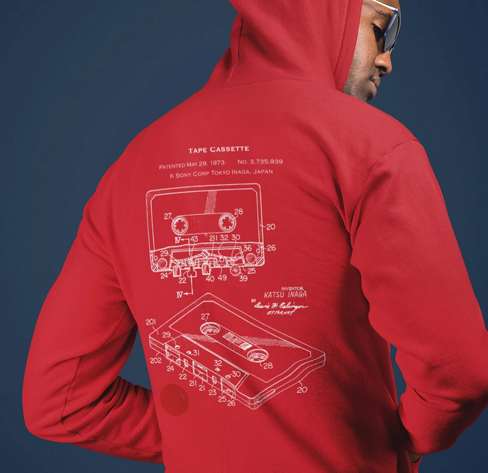 Music Cassette Tape Hoodie mock up on model
