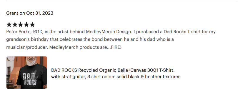 DAD ROCKS with strat guitar, Recycled Organic Bella+Canvas 3001 T-Shir