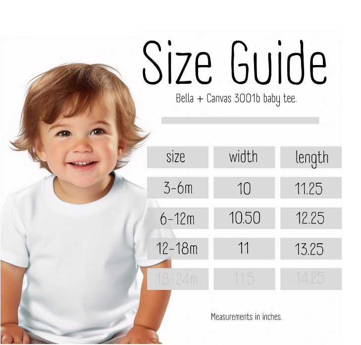 Babys 1st Birthday T-Shirt Once Around The Sun Tour Size Chart