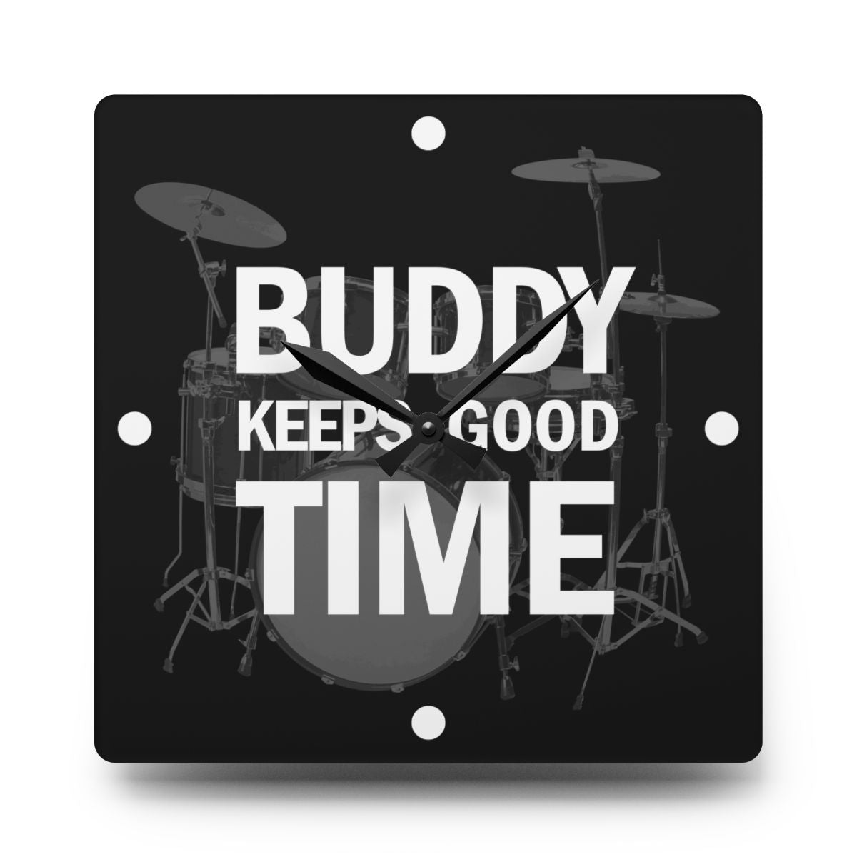 Drums Wall Clock, Personalized, BUDDY KEEPS GOOD TIME