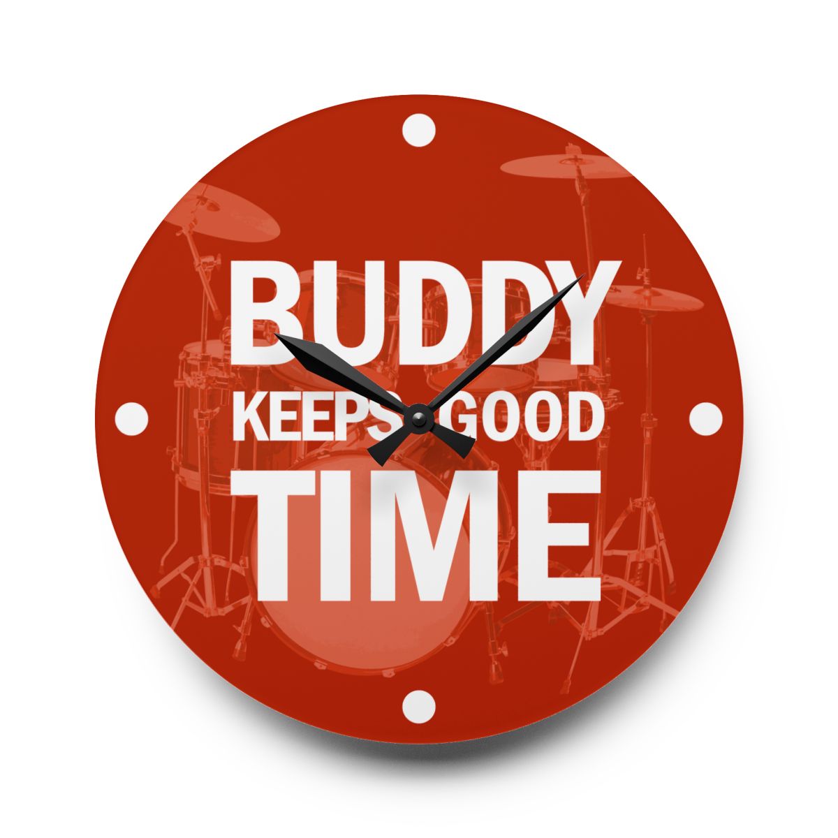 Drums Wall Clock, Personalized, BUDDY KEEPS GOOD TIME