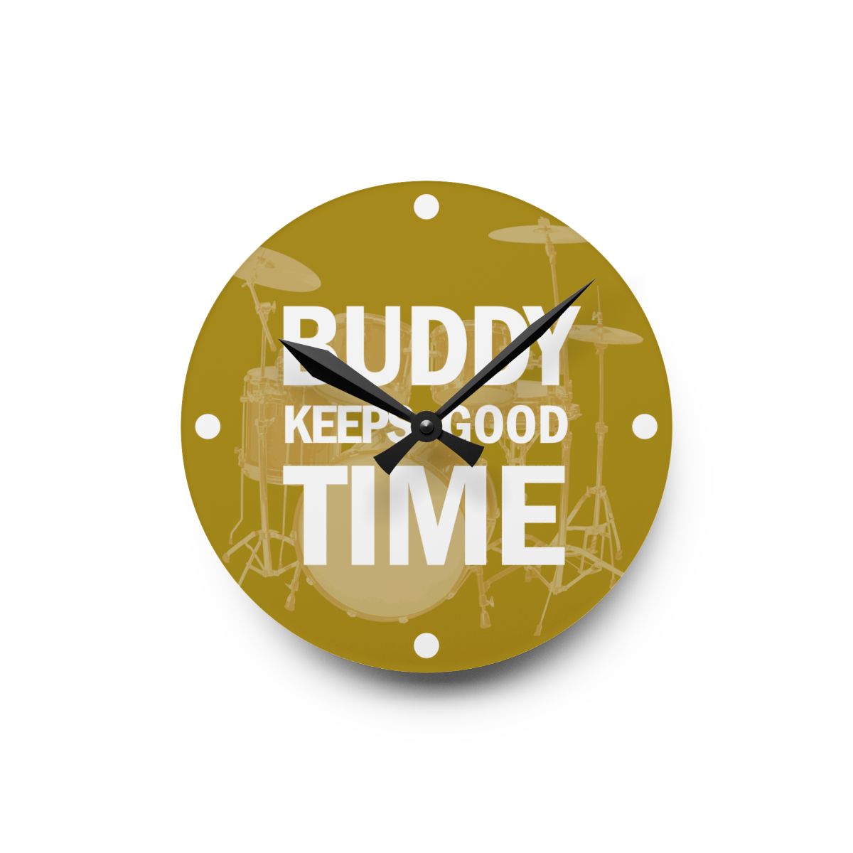 Drums Wall Clock, Personalized, BUDDY KEEPS GOOD TIME