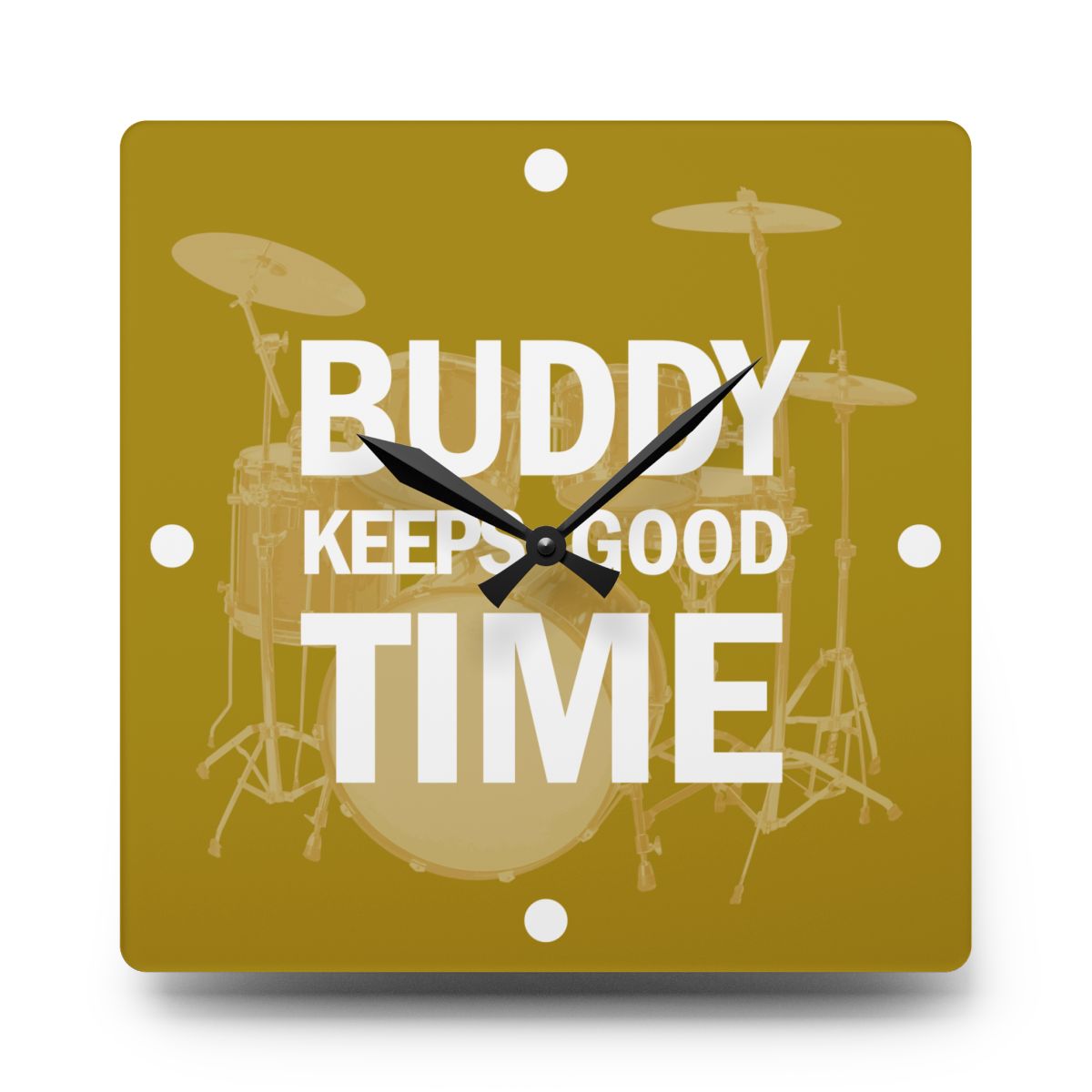 Drums Wall Clock, Personalized, BUDDY KEEPS GOOD TIME