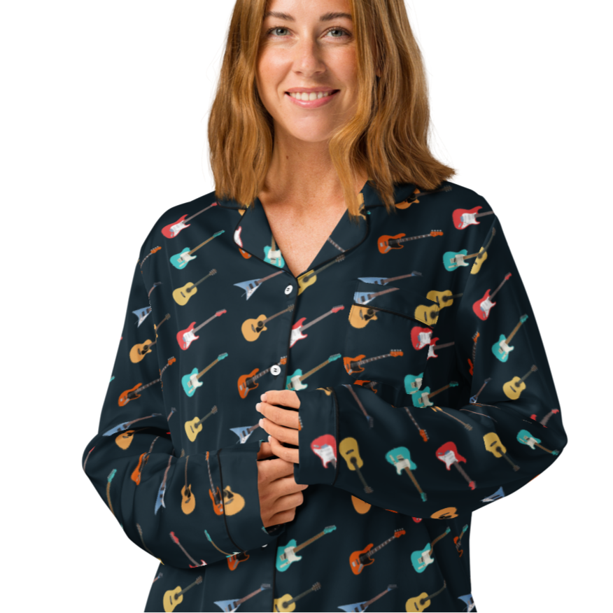 Tiny Guitars Women’s Pajama Top mockup model