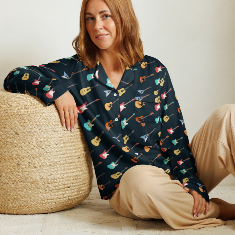 Tiny Guitars Women’s Pajama Top mockup model