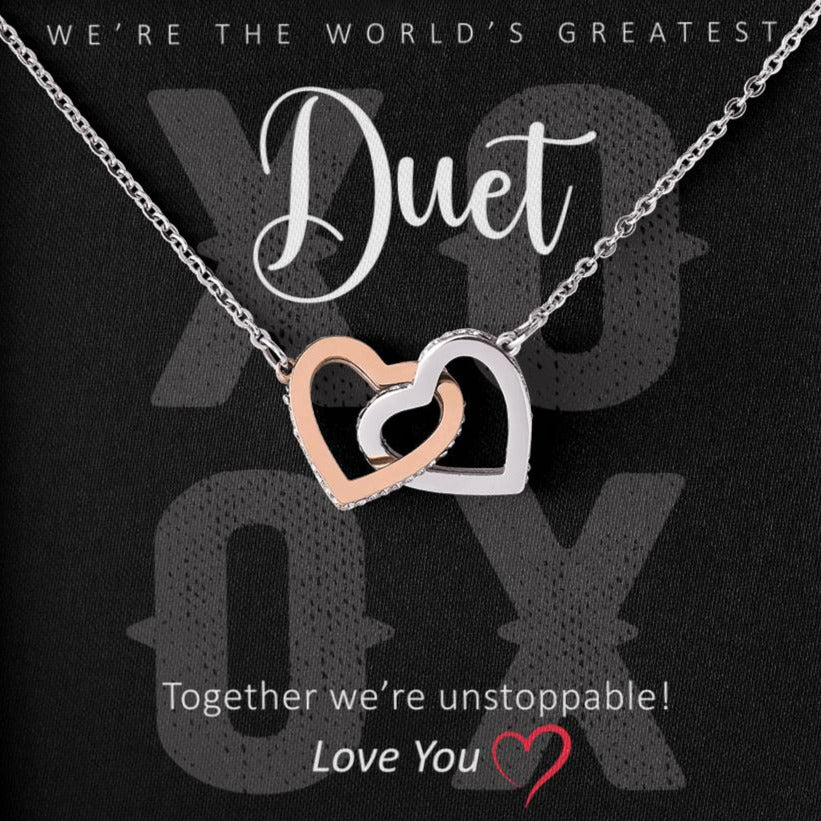 Interlocking Hearts Duet necklace mock up