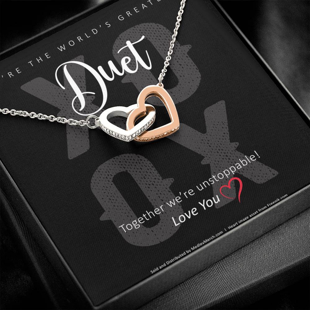 Interlocking Hearts Duet necklace mock up