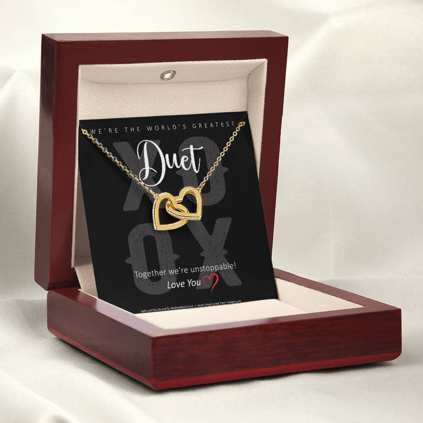 Interlocking Hearts Duet necklace mock up