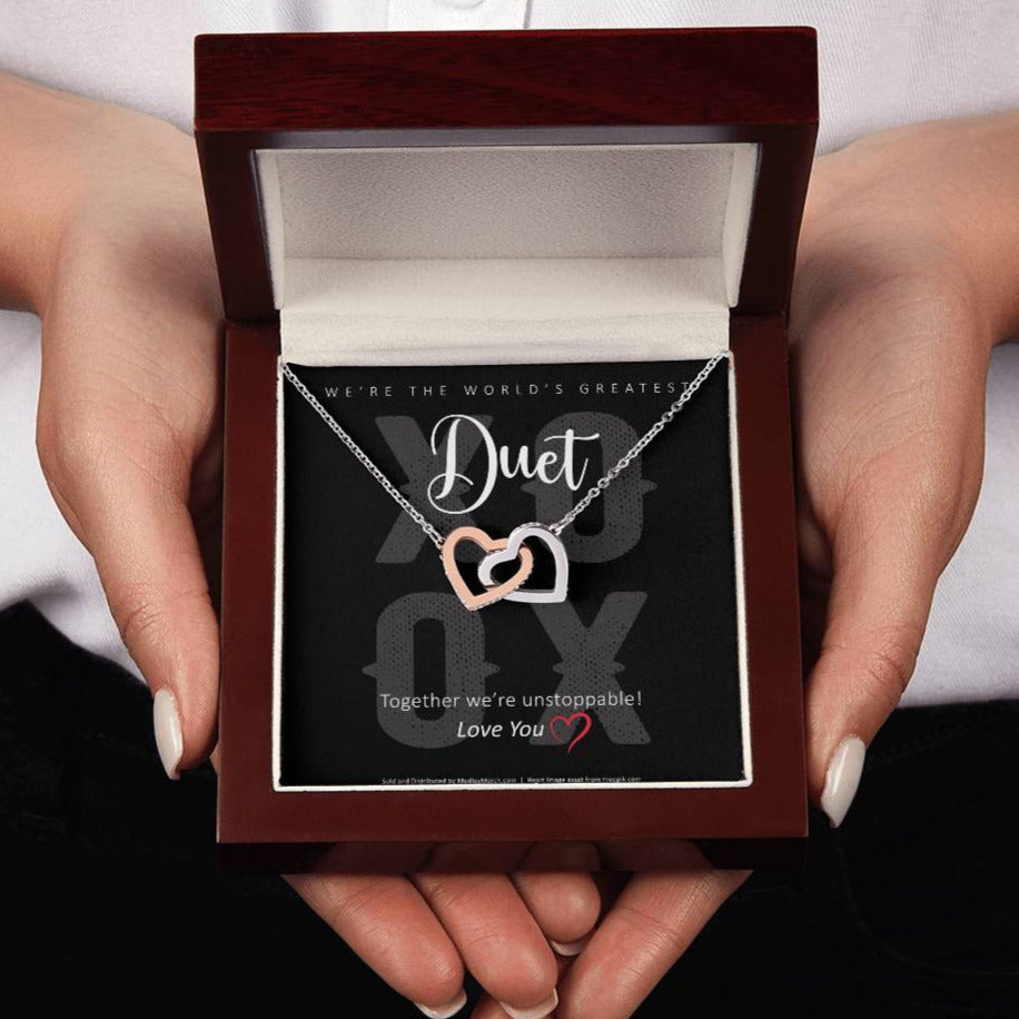 Interlocking Hearts Duet necklace mock up