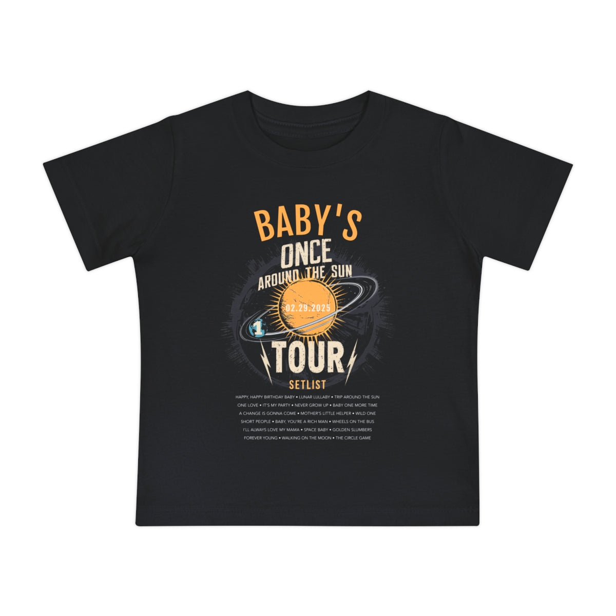Babys 1st Birthday T-Shirt Once Around The Sun Tour mock up in navy