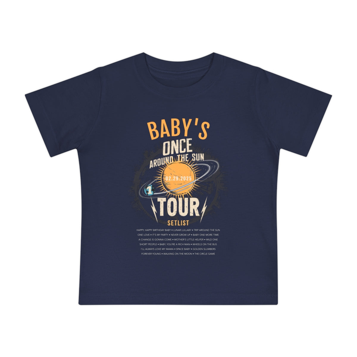 Babys 1st Birthday T-Shirt Once Around The Sun Tour mock up in black