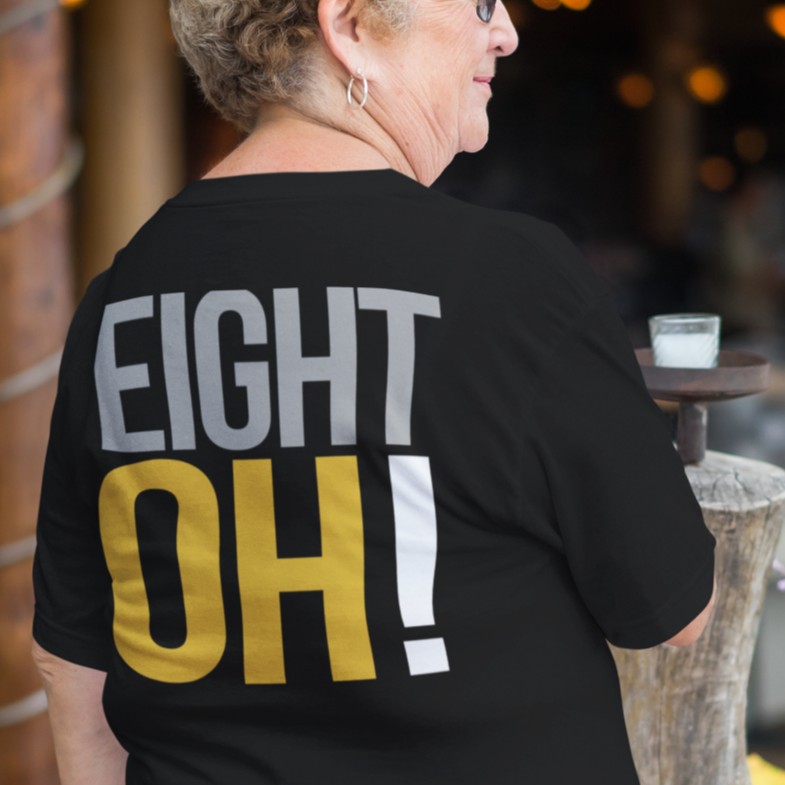 80th Birthday Gift T-shirt, Birthday Song EIGHT OH!, back