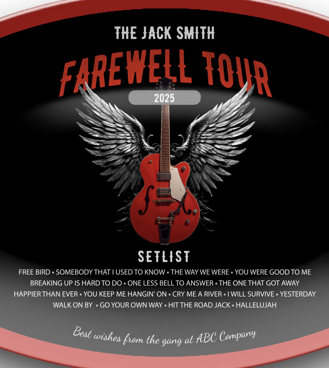 Farewell Tour Grilling Platter, Personalized Retirement Gift from Co-workers to Rock Fan Retiree