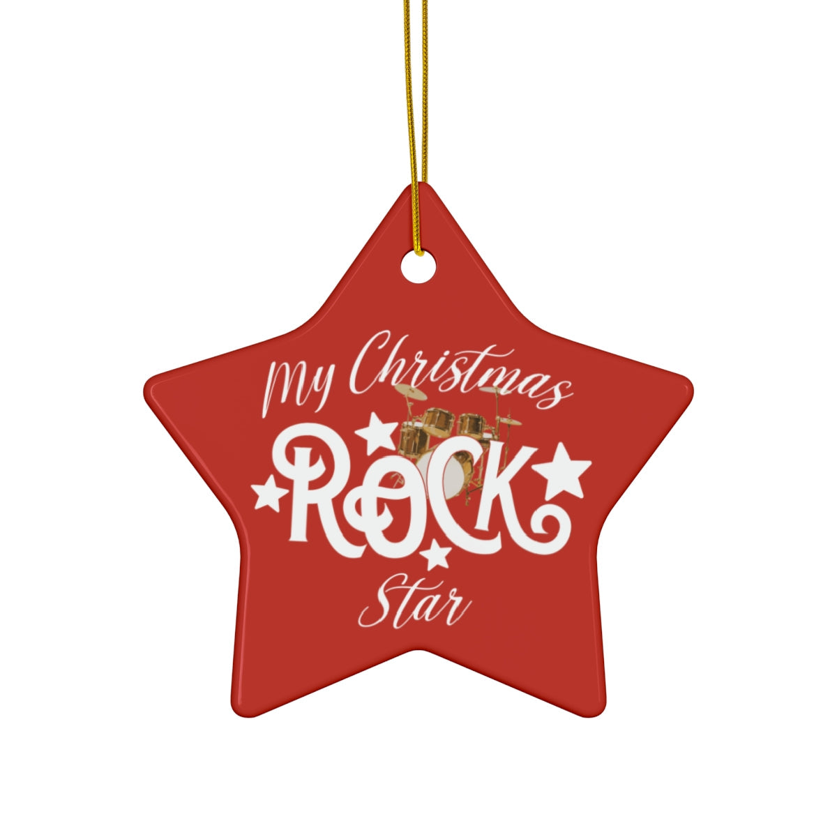 Personalized ROCK STAR Ceramic Christmas Ornament Drummer