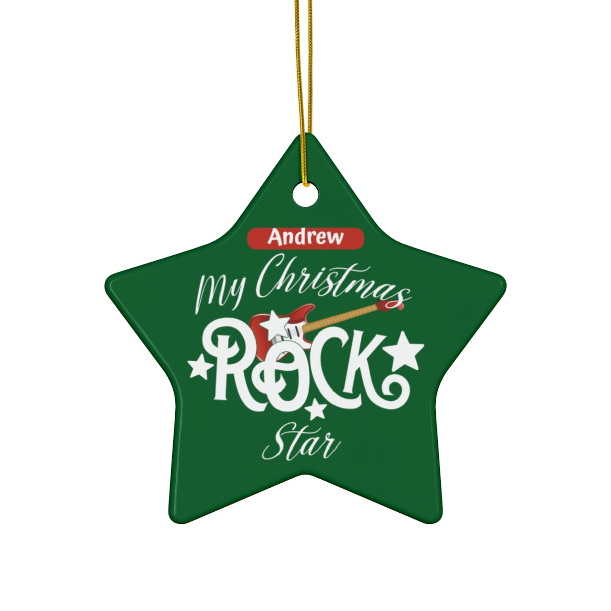 Personalized ROCK STAR Ceramic Christmas Ornament