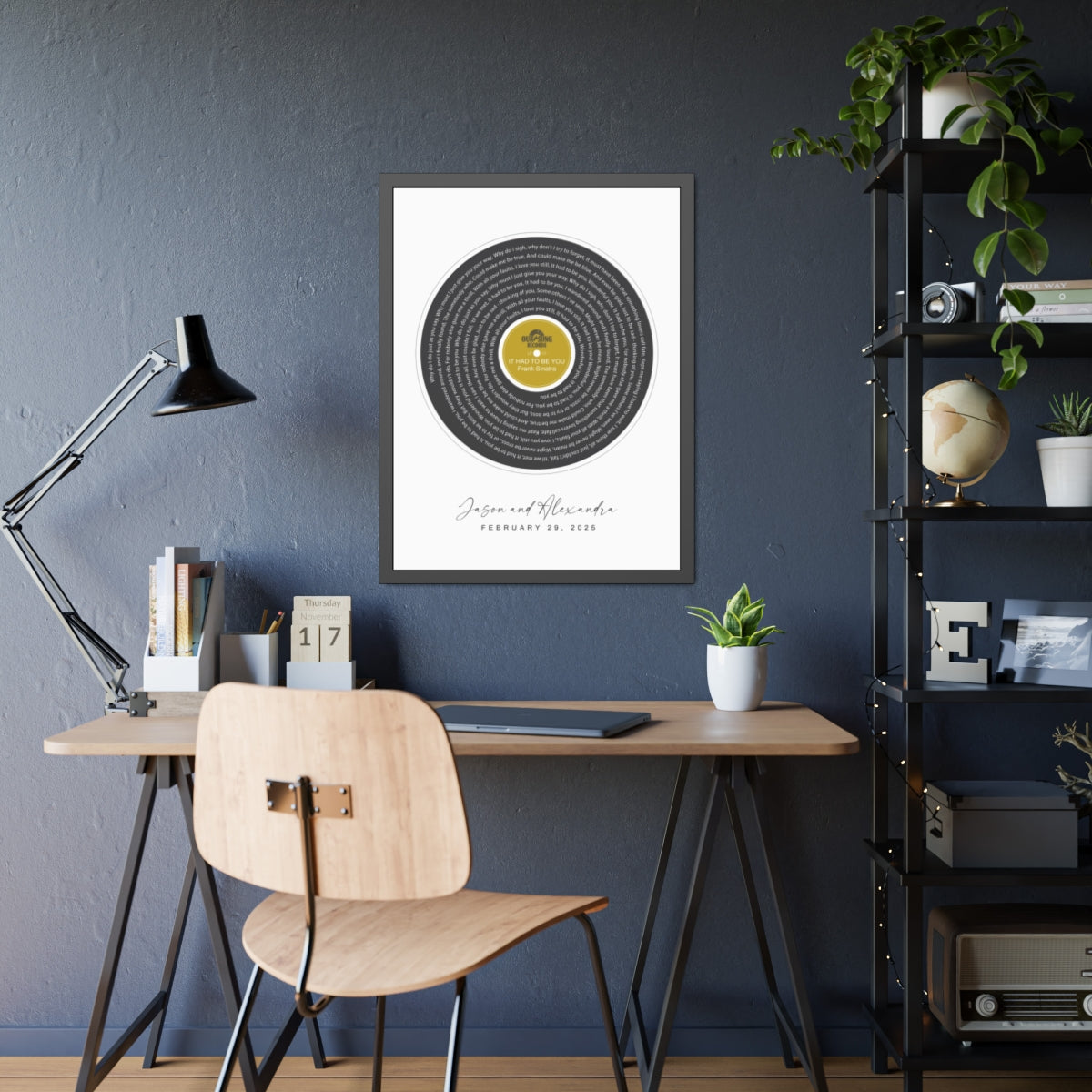 Personalized Song Lyrics Record Framed Artwork, Our Song Poster Print, Personalized Couple Gift, Custom Engagement or Wedding Music Gift