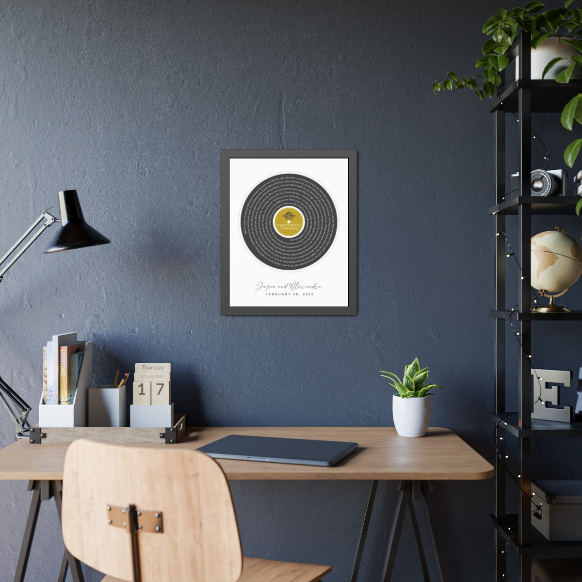 Personalized Song Lyrics Record Framed Artwork, Our Song Poster Print, Personalized Couple Gift, Custom Engagement or Wedding Music Gift