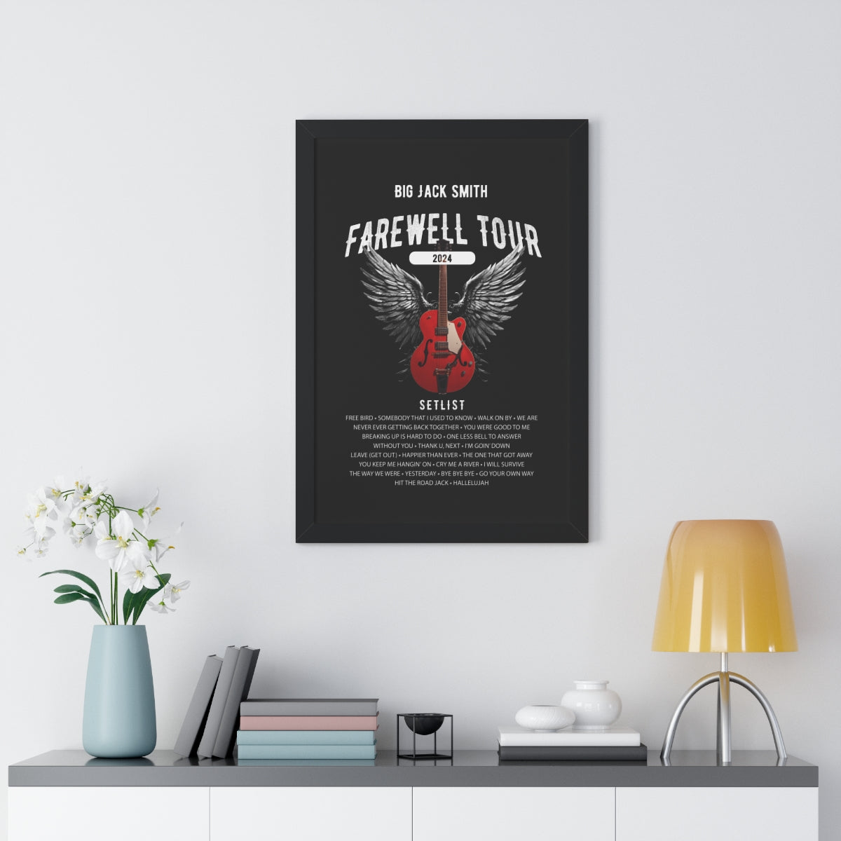 Personalized FAREWELL TOUR Framed Retirement Poster on the wall