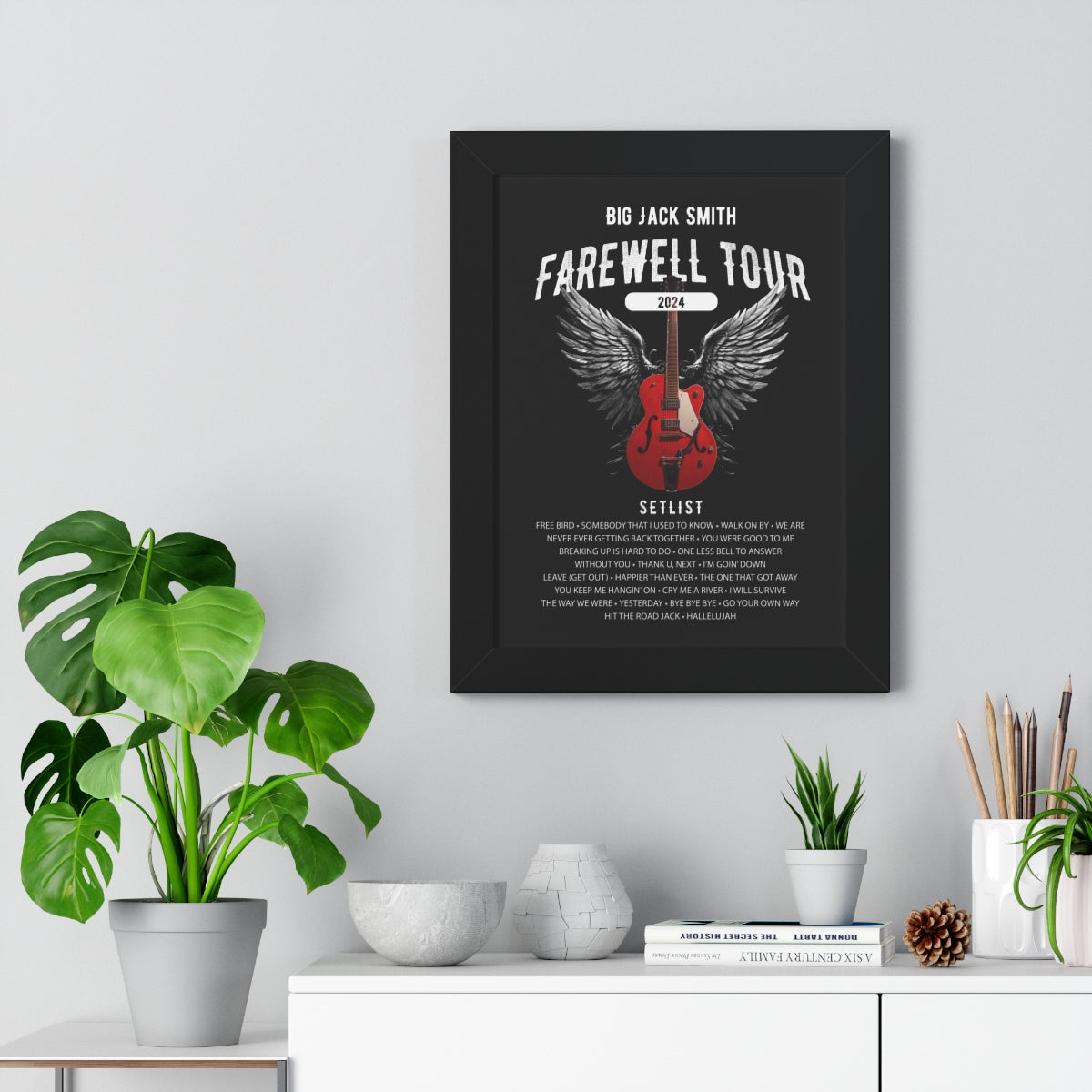 Personalized FAREWELL TOUR Framed Retirement Poster mock up on the wall