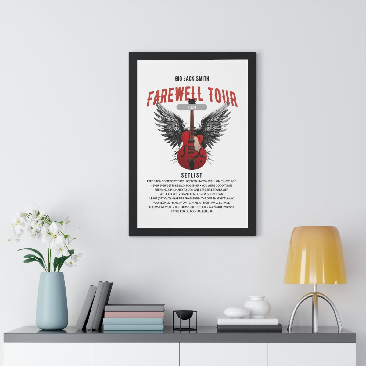 Personalized Retirement Framed Farewell Tour Poster Framed in black and on the wall