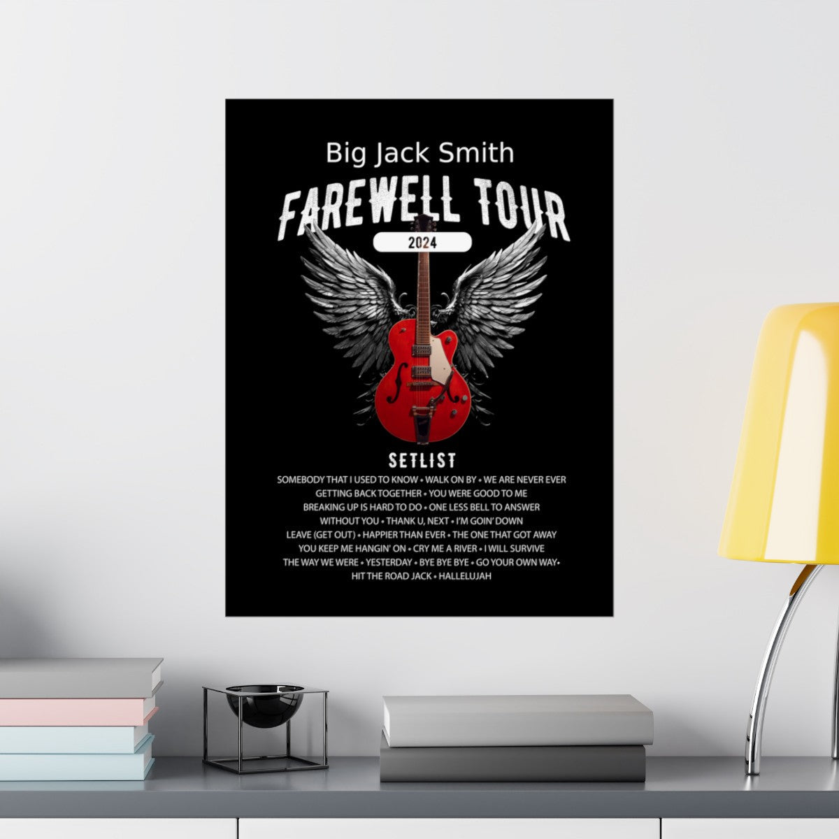 Personalized Retirement FAREWELL TOUR Poster Mock up on a wall