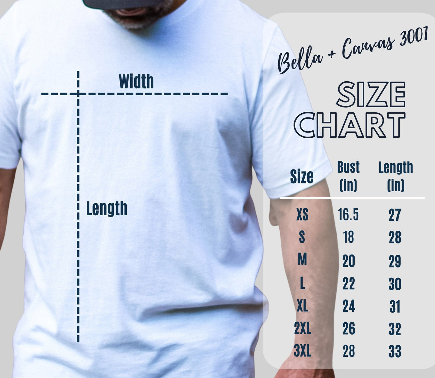 MOUSE Plays Guitar T-shirt mock up size chart