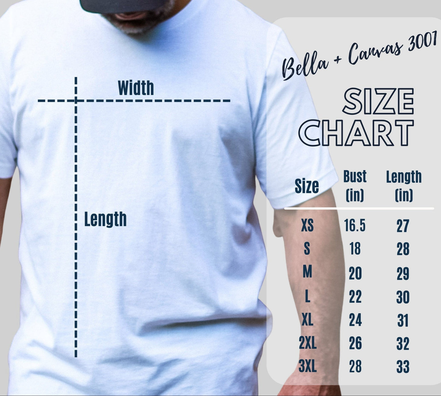 My Kind of METAL T-Shirt mockup size chart