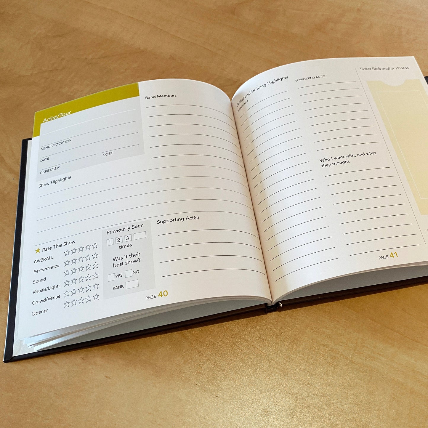 Concert Journal Personalized Music Performance Diary inside