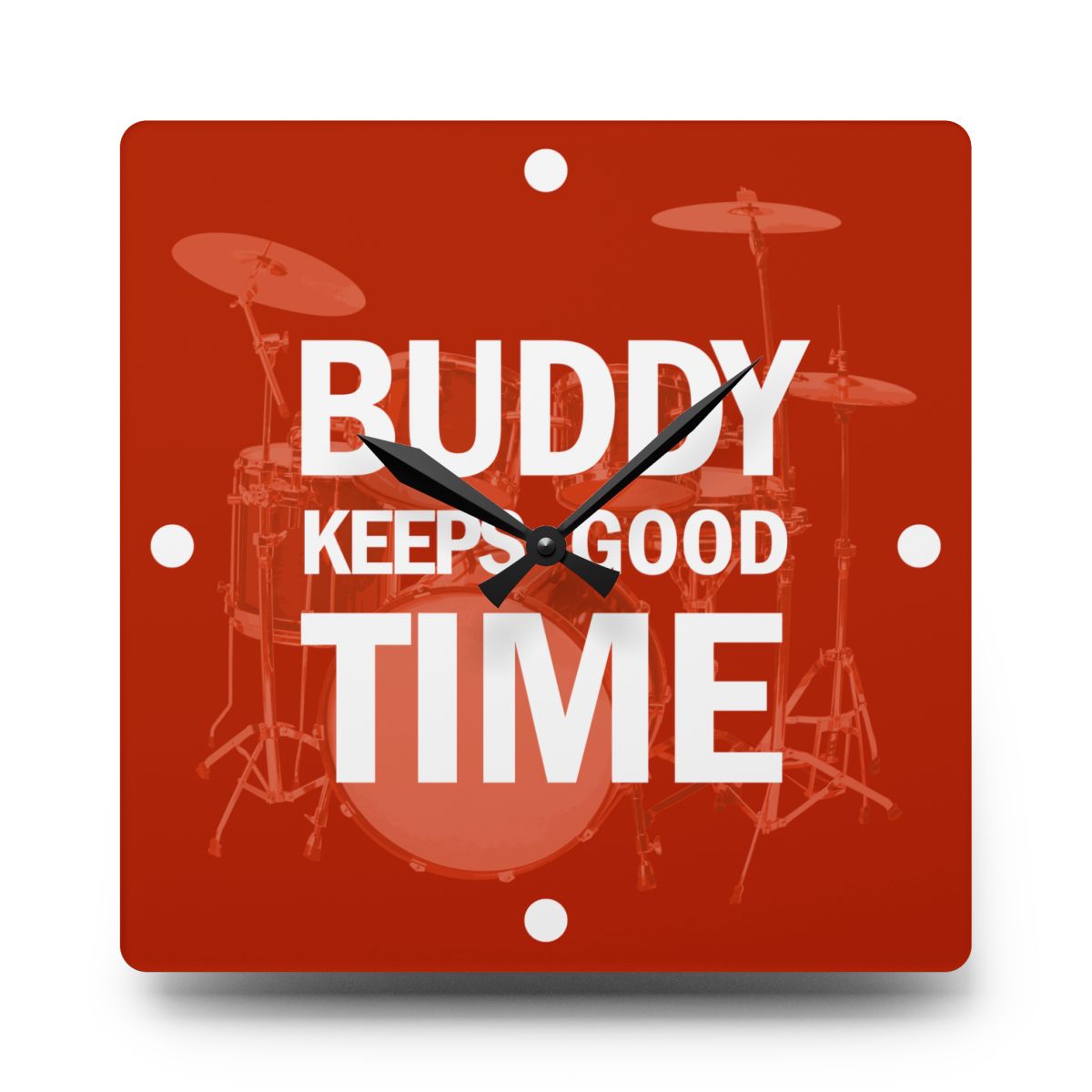 Drums Wall Clock, Personalized, BUDDY KEEPS GOOD TIME