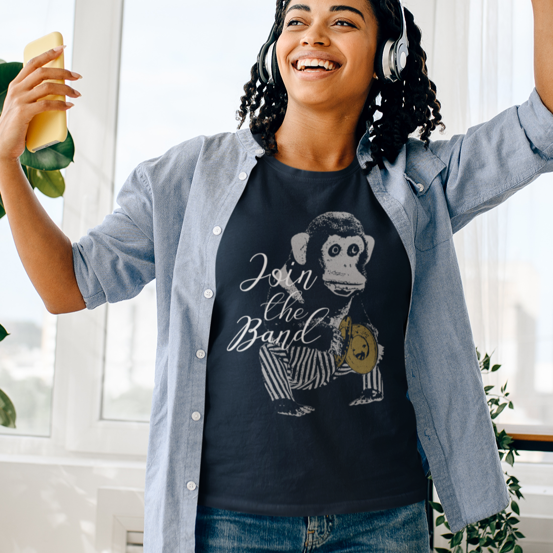 Retro Toy Monkey T-Shirt mock up on model