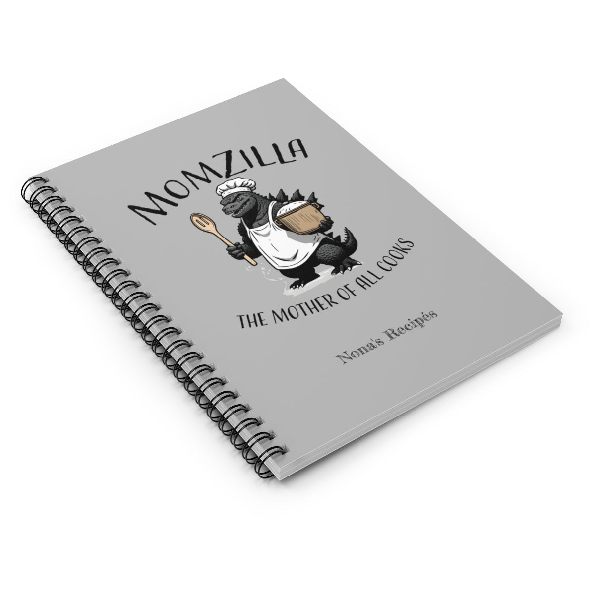Momzilla Personalized Recipé Notebook mock up - laying down