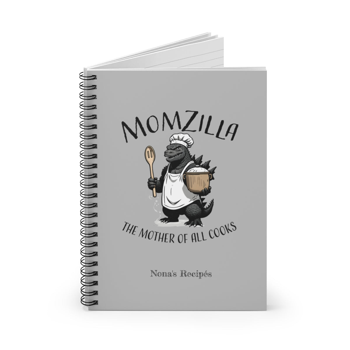 Momzilla Personalized Recipé Notebook mock up - open