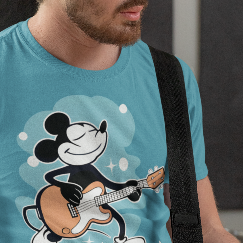 Mickey Plays Free Bird T-Shirt mock up on model