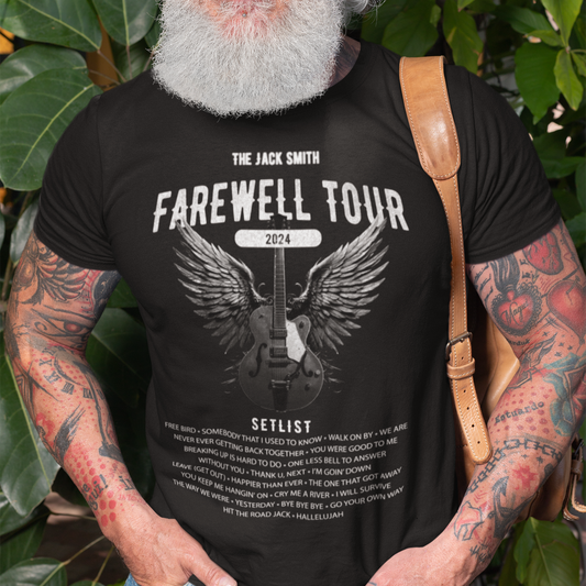Personalized Retirement Farewell Tour T-shirt mock up on model