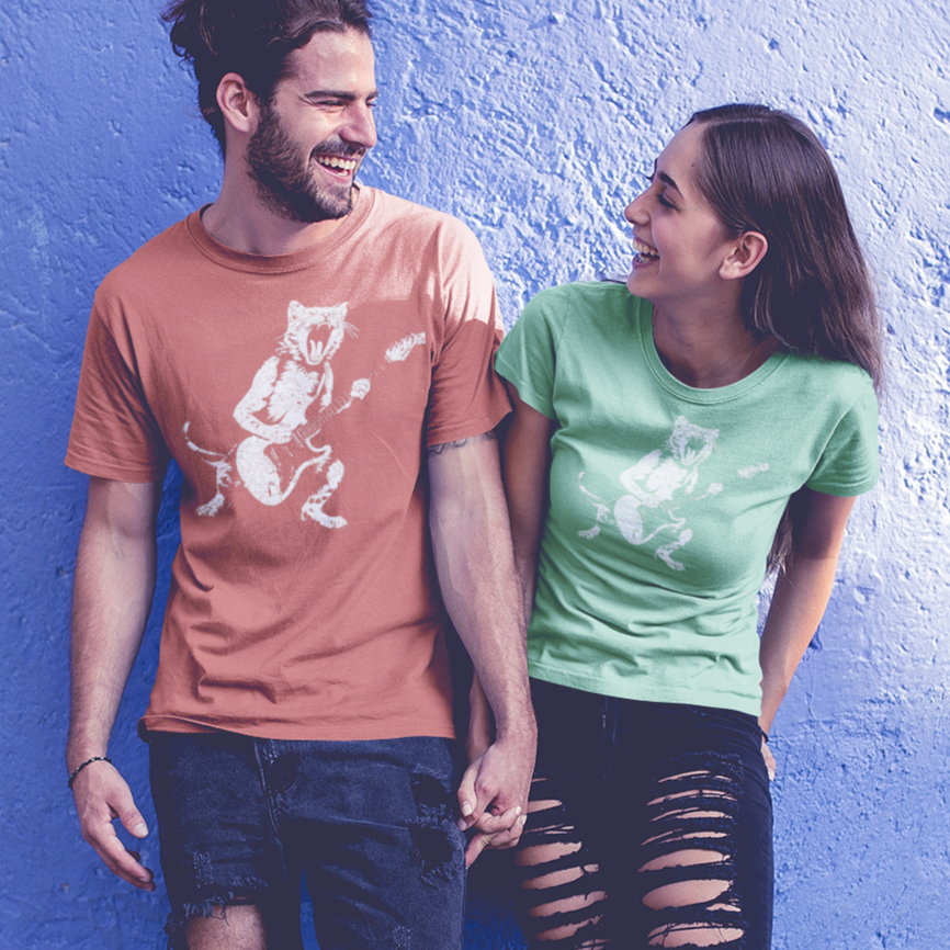 Rockin' Kitty Cat T-shirt mock up on model