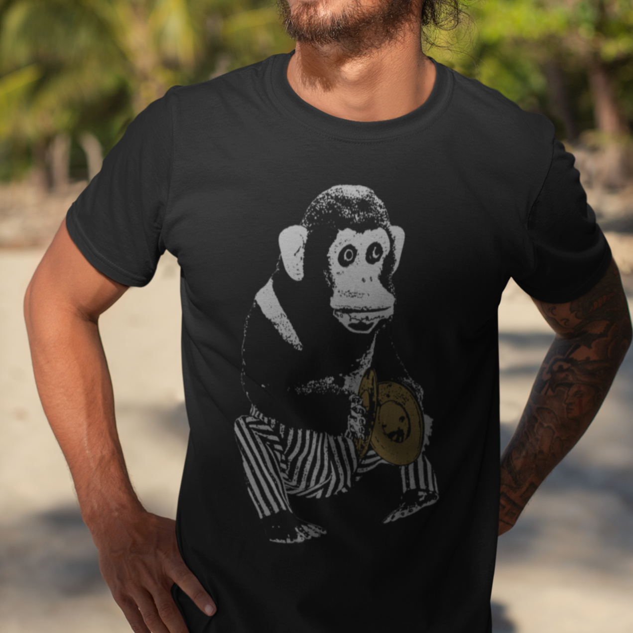 Vintage Toy Monkey T-Shirt mock up on model