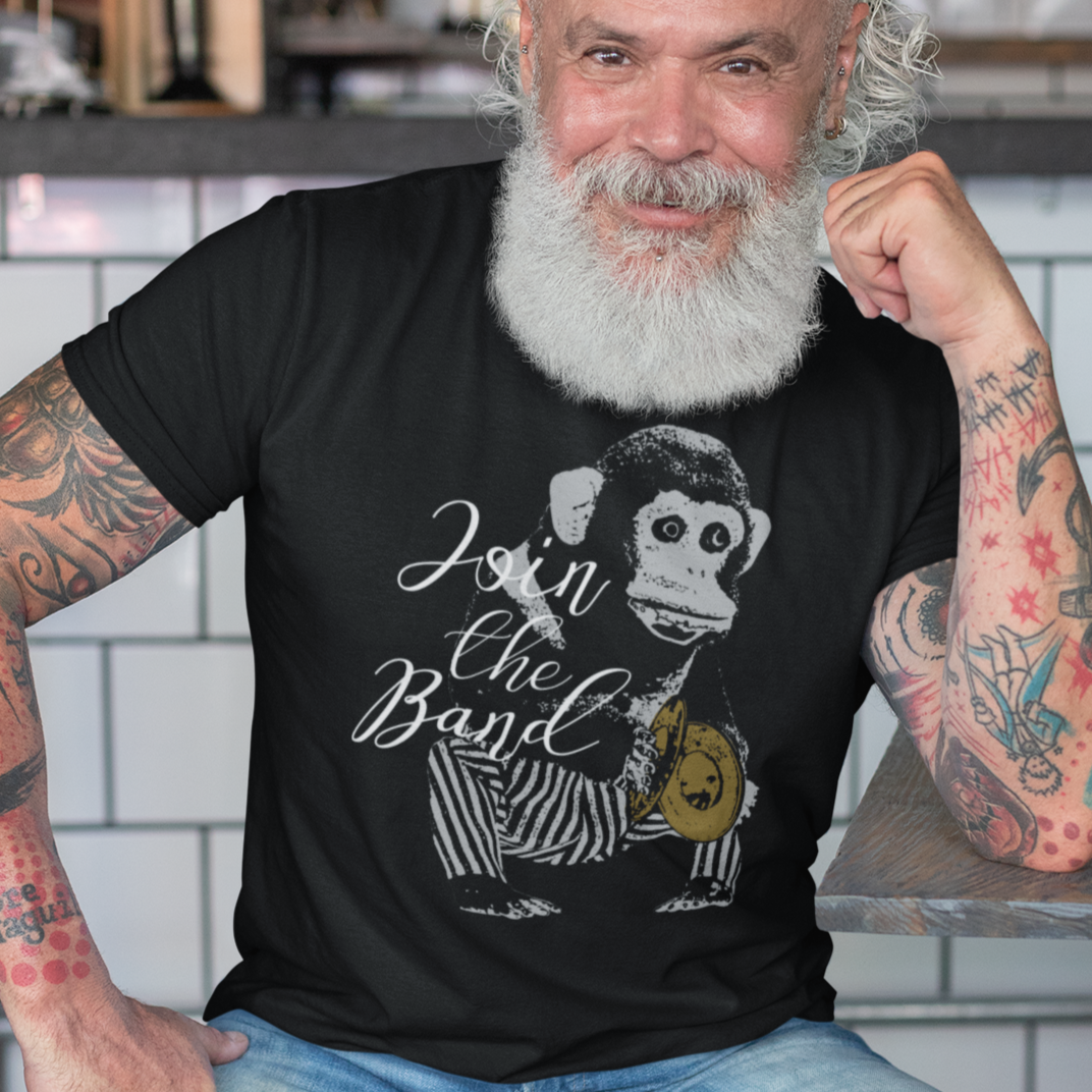 Retro Toy Monkey T-Shirt mock up on model