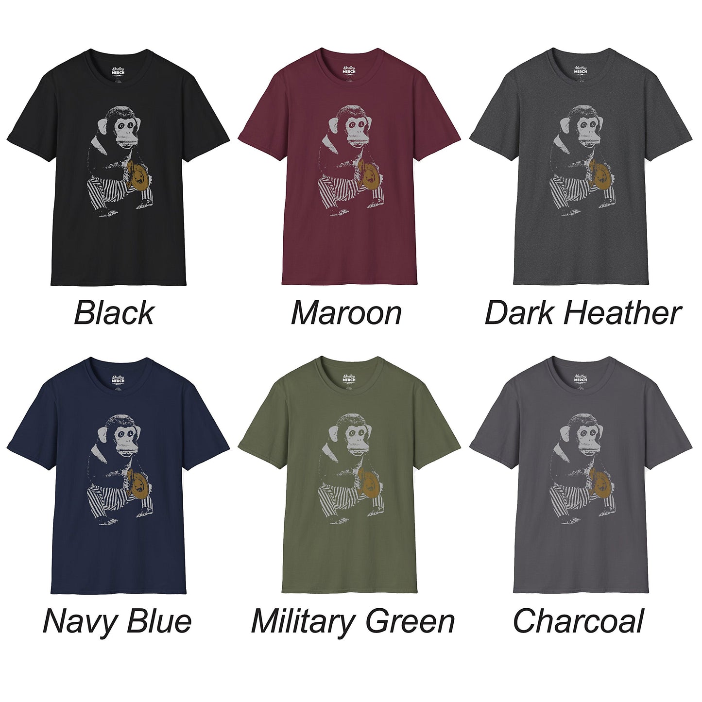 Vintage Toy Monkey T-Shirt mock ups - different colours