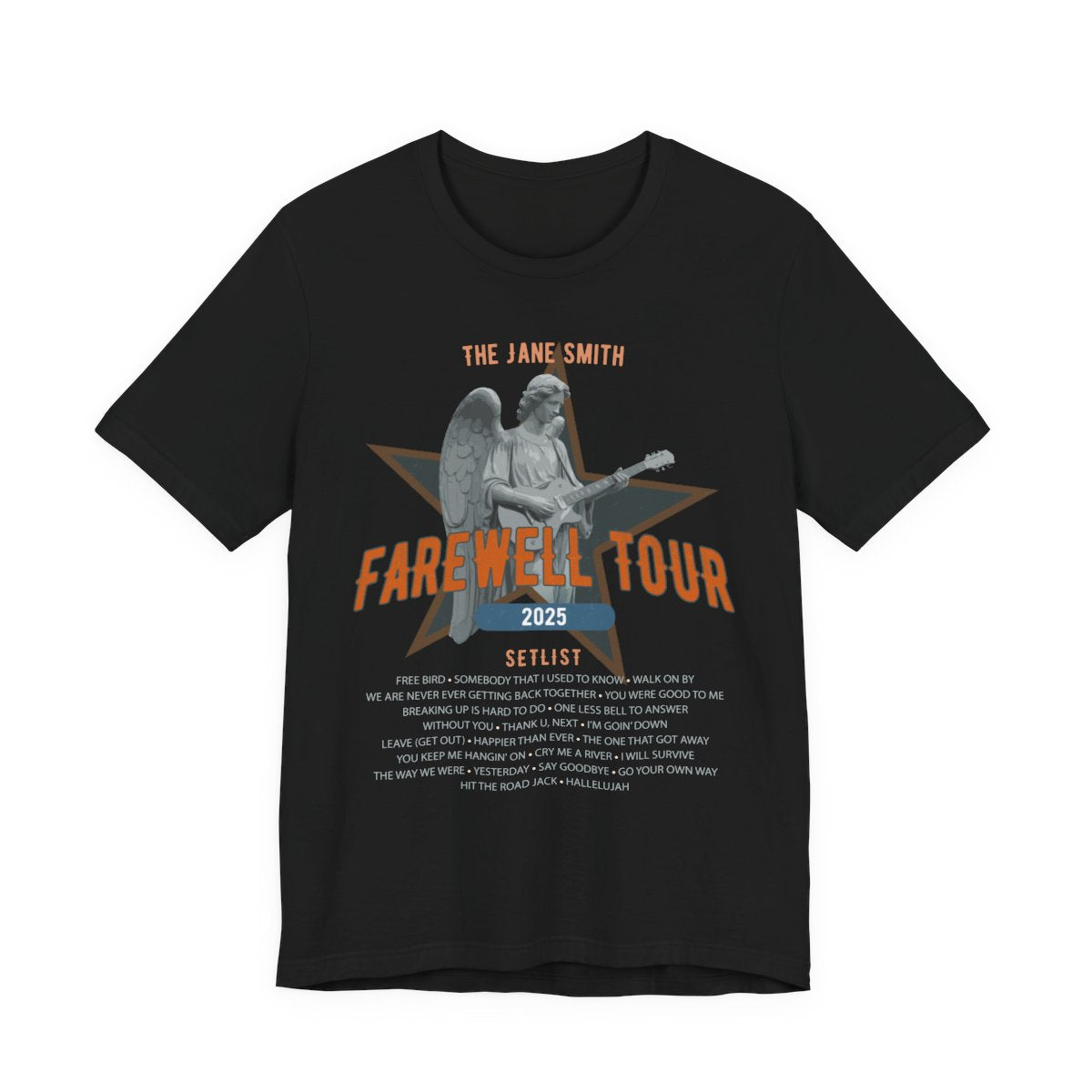 Personalized Retirement FAREWELL TOUR T-Shirt, Angel Rock Star Design Music-themed Retirement Gift for Music Fan, Custom Shirt for Retiree