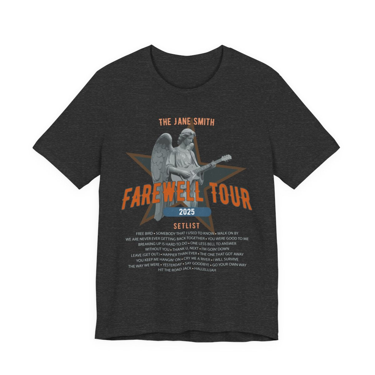 Personalized Retirement FAREWELL TOUR T-Shirt, Angel Rock Star Design Music-themed Retirement Gift for Music Fan, Custom Shirt for Retiree