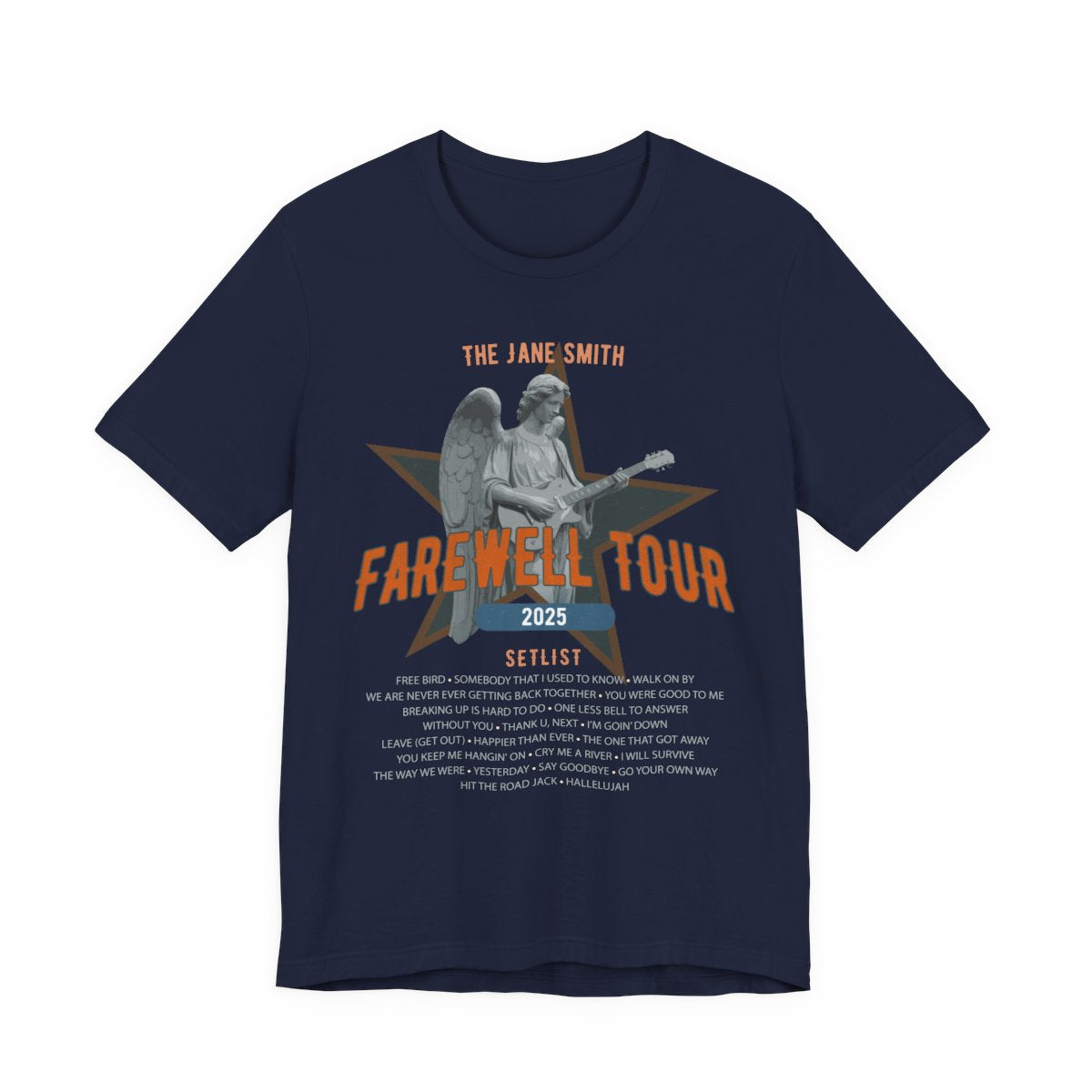 Personalized Retirement FAREWELL TOUR T-Shirt, Angel Rock Star Design Music-themed Retirement Gift for Music Fan, Custom Shirt for Retiree