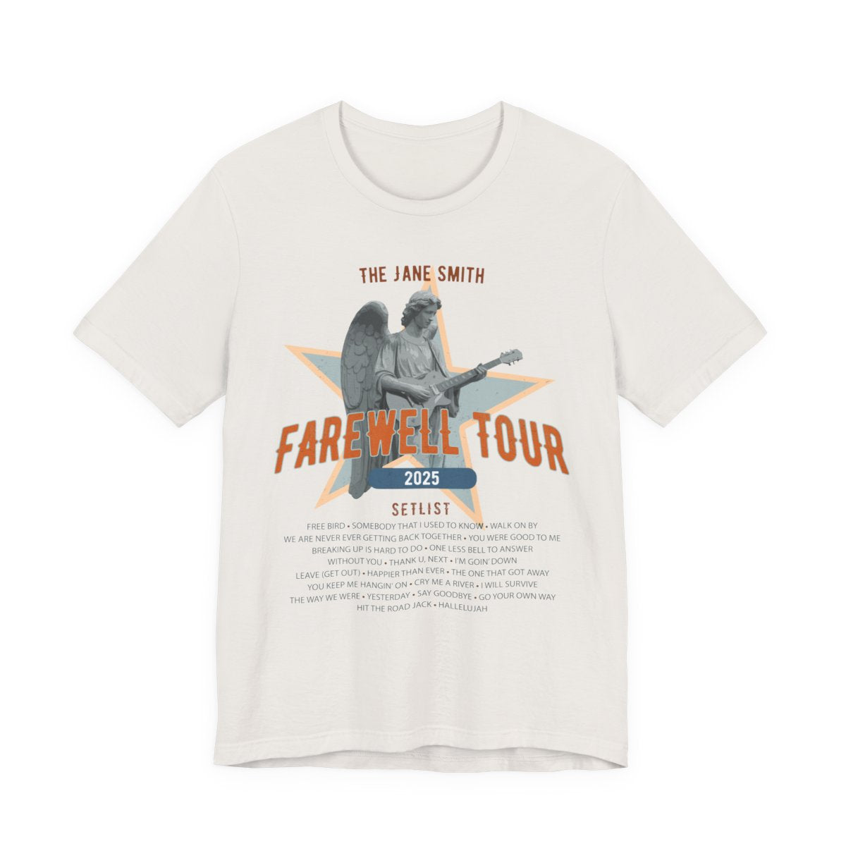 Personalized Retirement FAREWELL TOUR T-Shirt, Angel Rock Star Design Music-themed Retirement Gift for Music Fan, Custom Shirt for Retiree